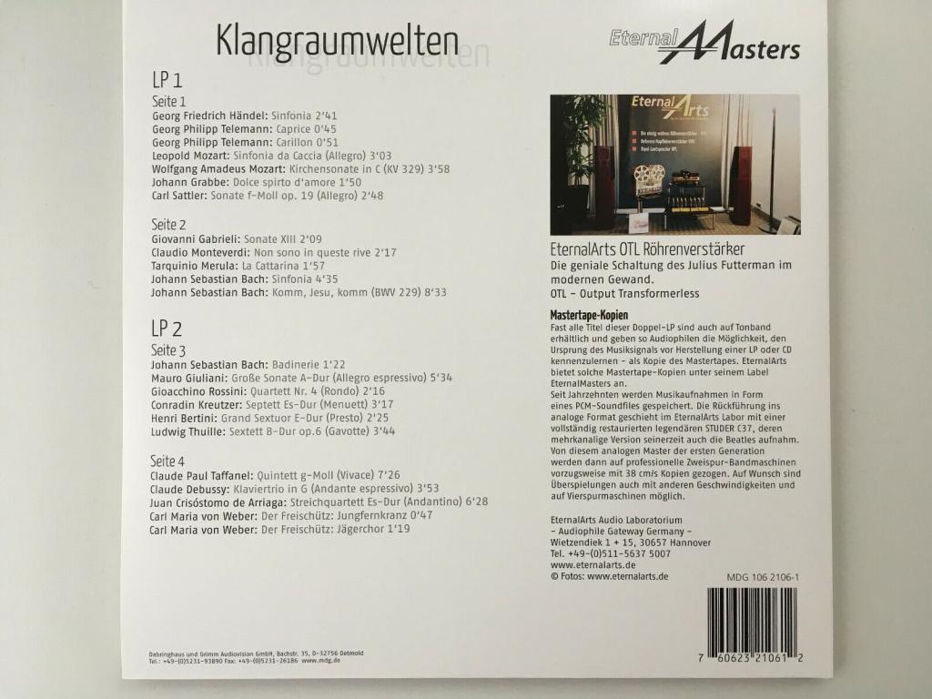 EternalMasters KLANGRAUMWELTEN, audiophile Doppel-LP, NEU!