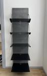 Hochwertiges HiFi Wandrack aus Stahlblech mit fünf Böden, Schwarz