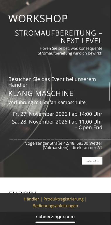 Schnerzinger Workshop mit Stefan Kampschulte Strom Aufbereitung NEXT LEVEL ! 27-28.11 NRW