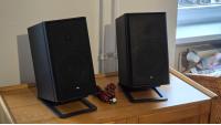 Braun A/D/S CM6 Stone bookshelf speakers with original stands