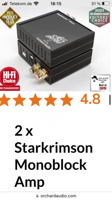 Orchard Audio Starkrimson Monoblock Amp (9959084346) Secondhand