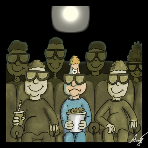 3D Fernseher und 3D Beamer Bild von Anjo Haase,   www.grosser-witz.de