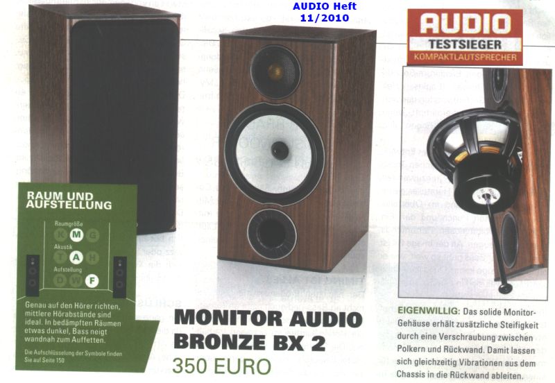 Monitor Audio Bronze BX2 Testsieger in der AUDIO! Monitor Bronze BX2 in wallnuß