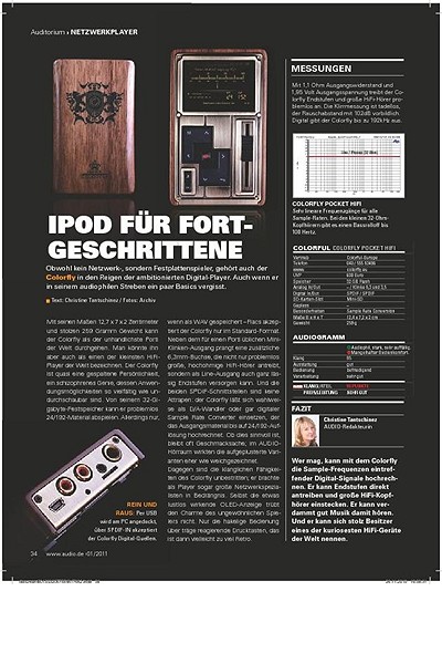 Colorful - Colorfly: mobiler HiFi-Player und DA-Wandler colorfly - mobiles HiFI in besonderer Form