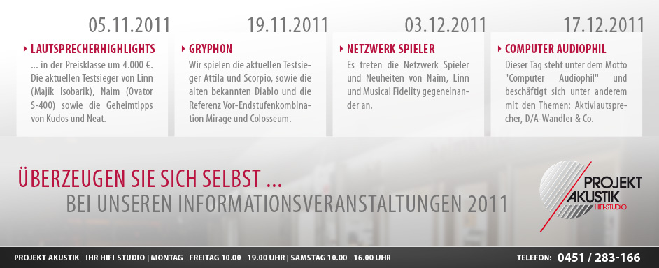 Projekt Akustik Veranstaltungen 2011 