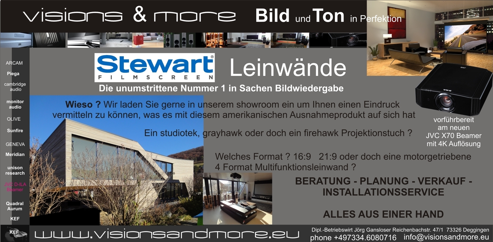 STEWART Leinwände bei visions&more im Raum Stuttgart Ulm