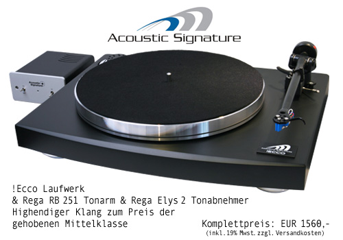 Acoustic Signature Ecco & Rega RB251/Elys2 Ecco Laufwerk & Rega RB 251 & Rega Elys 2 
