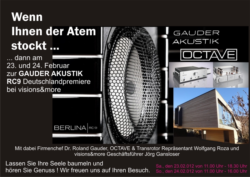 DEUTSCHLANDPREMIERE GAUDER AKUSTIK RC9 am 23-24.02.013  bei visions&more Stuttgart Ulm