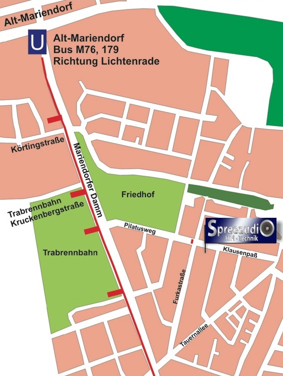 Umzug von Spreeaudio completed! Anfahrtkarte zu Spreeaudio Studio BerlinMariendorf