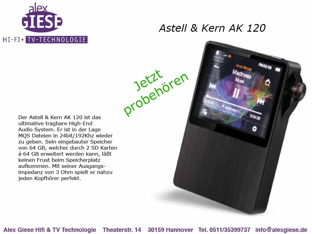 Astell & Kern AK 120 192 GB feinste Musik