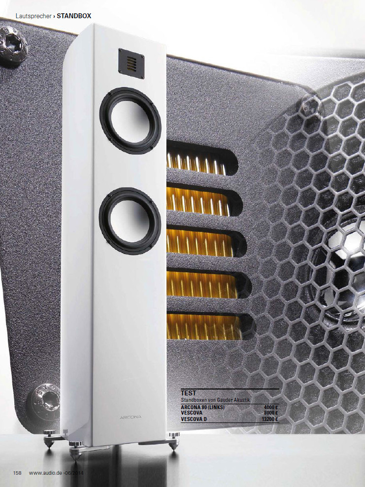 GAUDER AKUSTIK - Test Arcona ./. Vescova in audio 06/2014 gelesen ?
