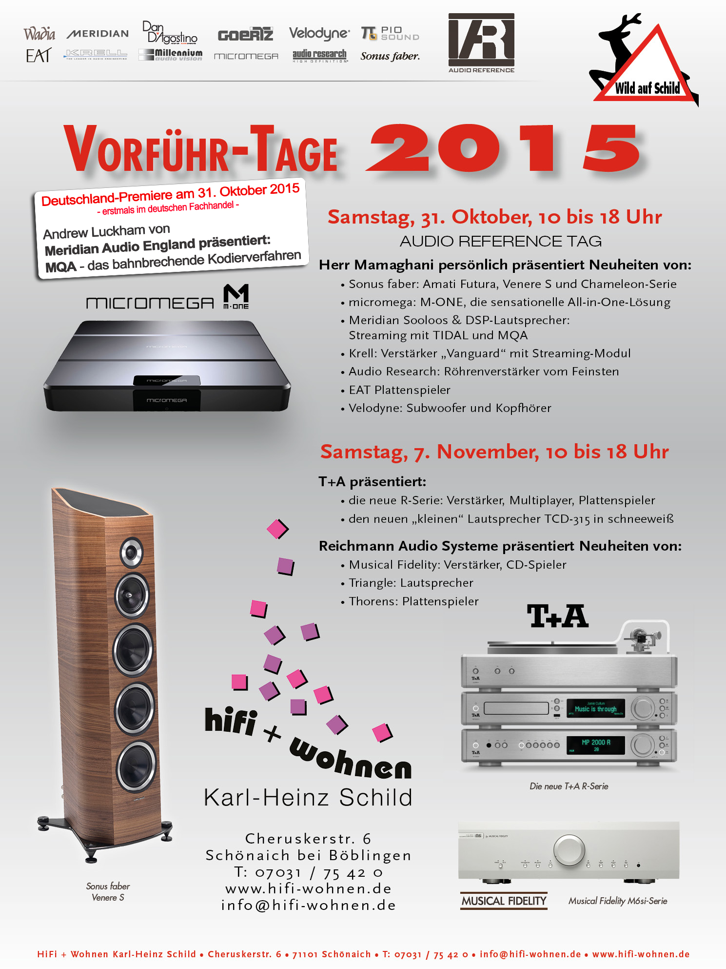 Meridian MQA-Präsentation am 31. Oktober bei HiFi + Wohnen Schild