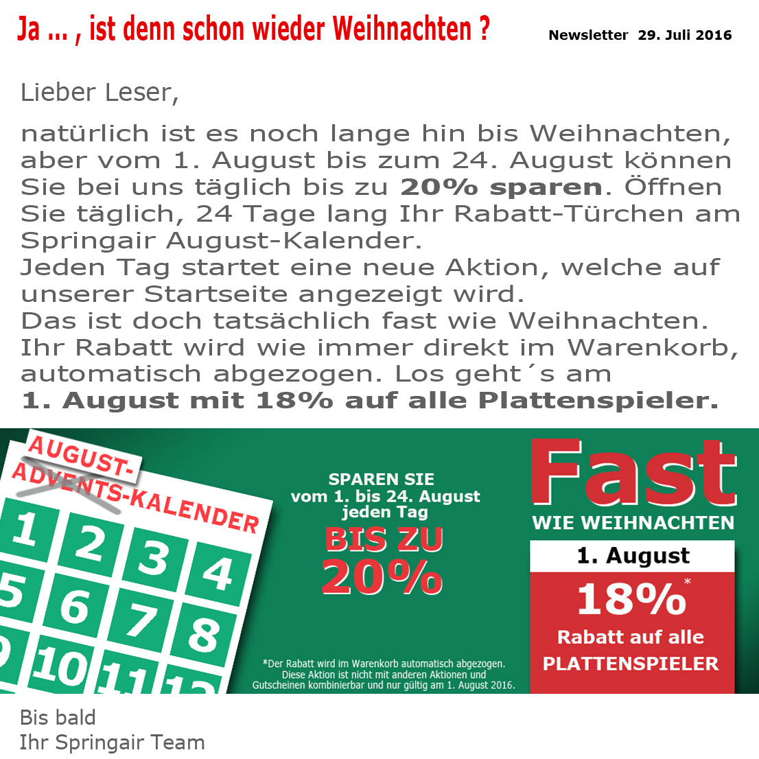 Fast wie Weihnachten! 24 Tage, jeden Tag eine neue Aktion.