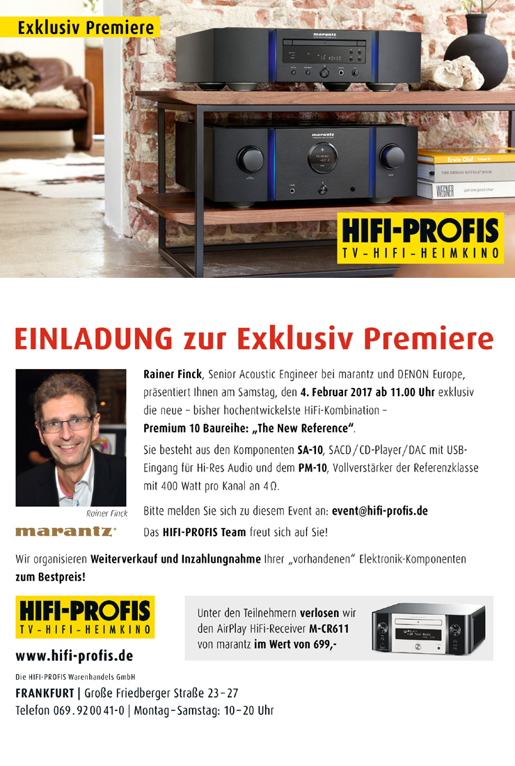 marantz Exlusiv Premiere 4.Feb.2017 /// HIFI PROFIS Frankfurt am Main marantz Exlusiv Premiere 4.Feb.2017 /// HIFI PROFI