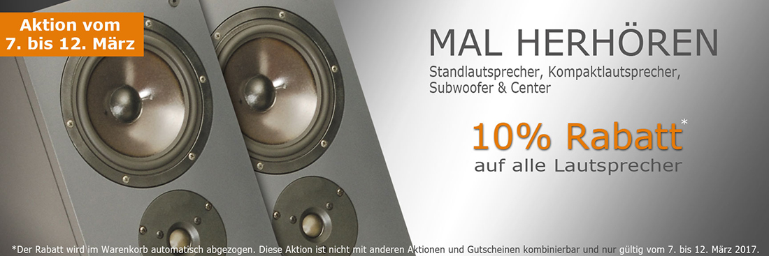10% Rabatt auf alle Lautsprecher 10% Rabatt