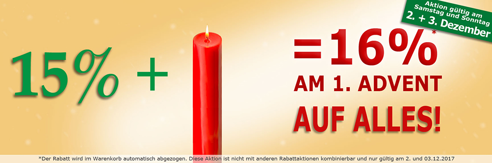 16% am 1. Advent Advents-Rabatt