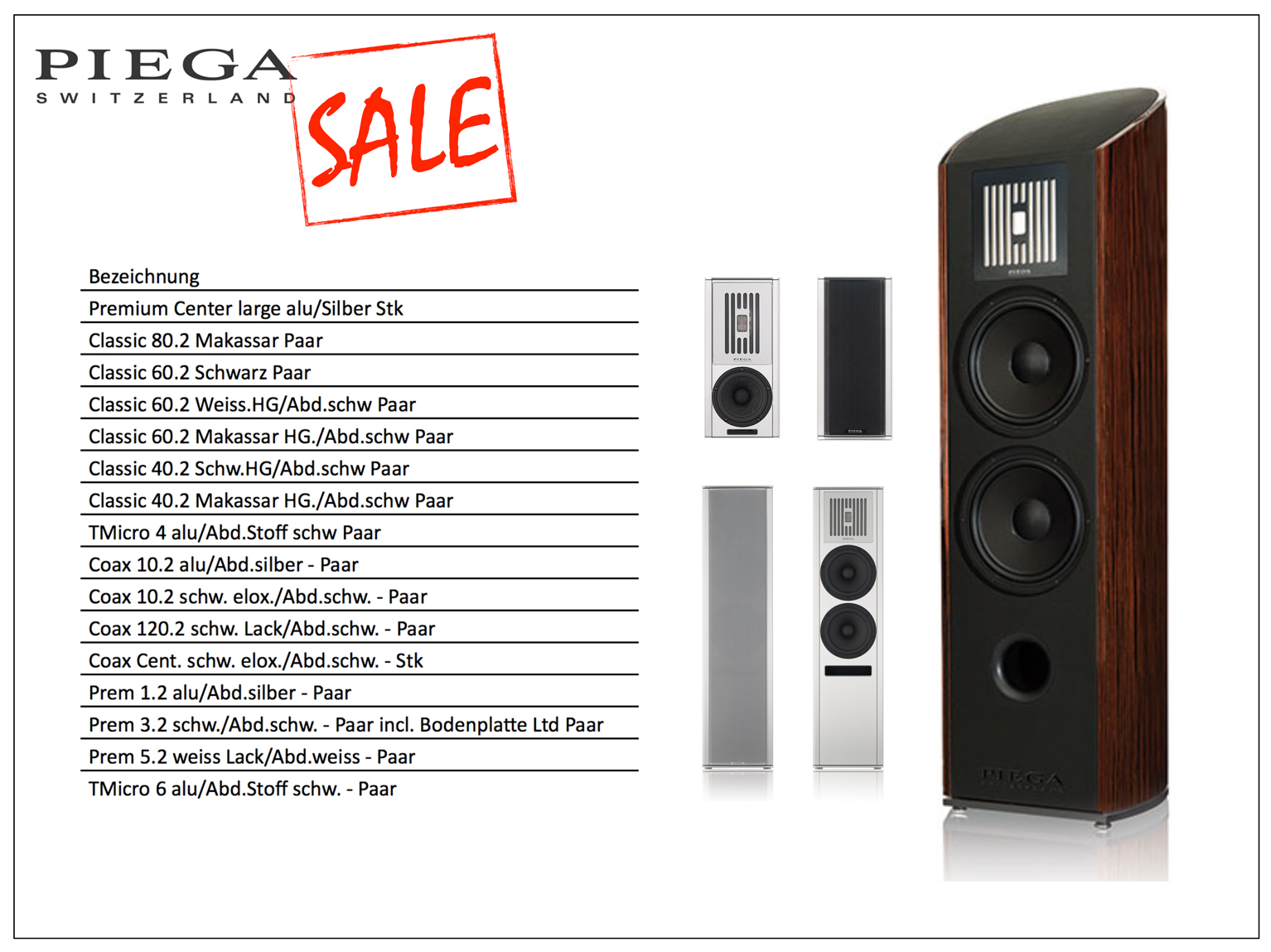 Piega Coax 10.2, 120,2, Classic- und Premium-Serie im Ausverkauf. 
