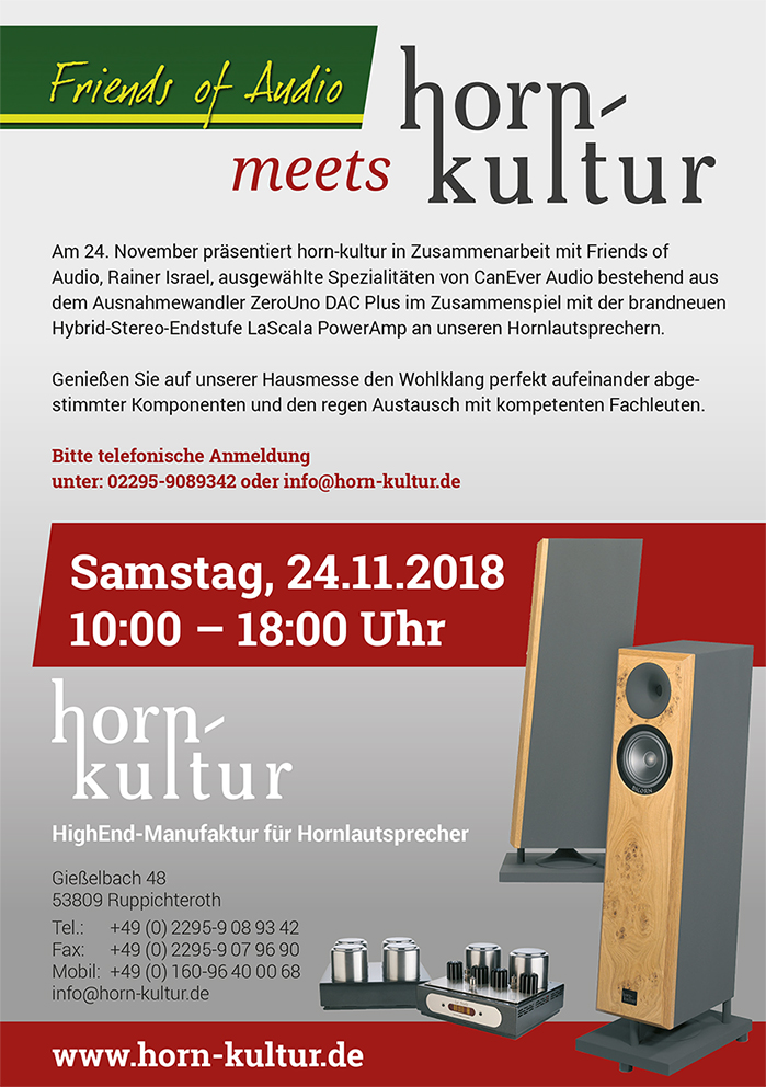 Friends of Audio meets horn-kultur am 24.11.2018