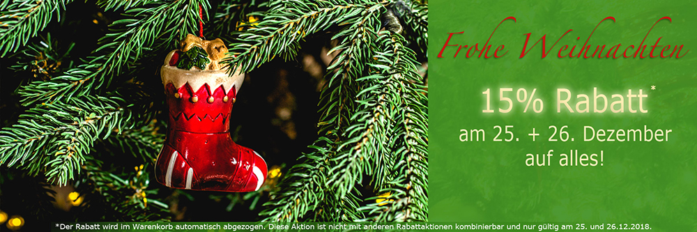 15% Rabatt am 1. + 2. Weihnachtsfeiertag