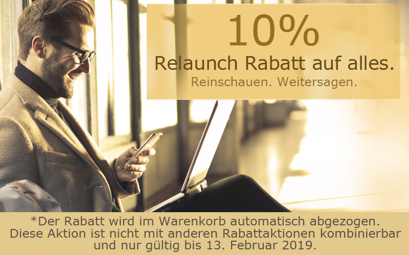 Shop Relaunch: Jetzt 10% Rabatt auf alles! Shop Relaunch: Jetzt 10% Rabatt auf alles.