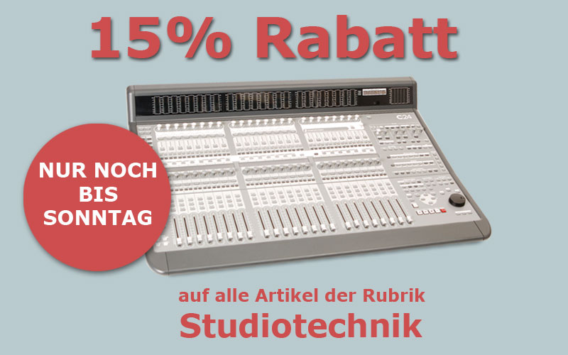 15% Rabatt auf alle Artikel der Rubrik Studiotechnik. Nur noch bis Sonntag! 