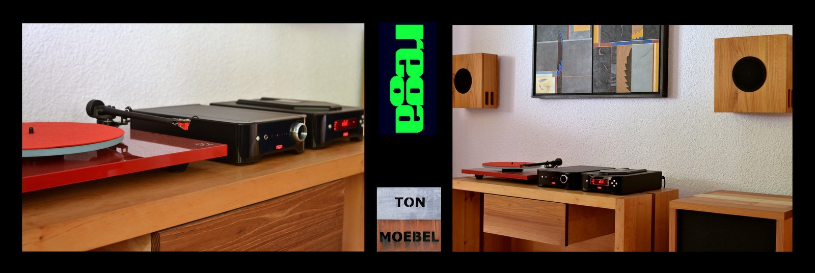 REGA in Kombination mit Massivholzlautsprechern von TonMoebel Kafka 