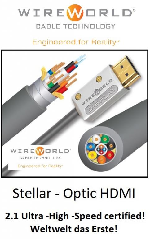 The World No.1 - HDMI 2.1 Ultra High Speed Zertifizierung - WireWorld Stellar ! Wireworld HDMI 2.1 Video Heimkino Beamer 8K 120FPS Enhanced ARC Hifi audio HighEnd
