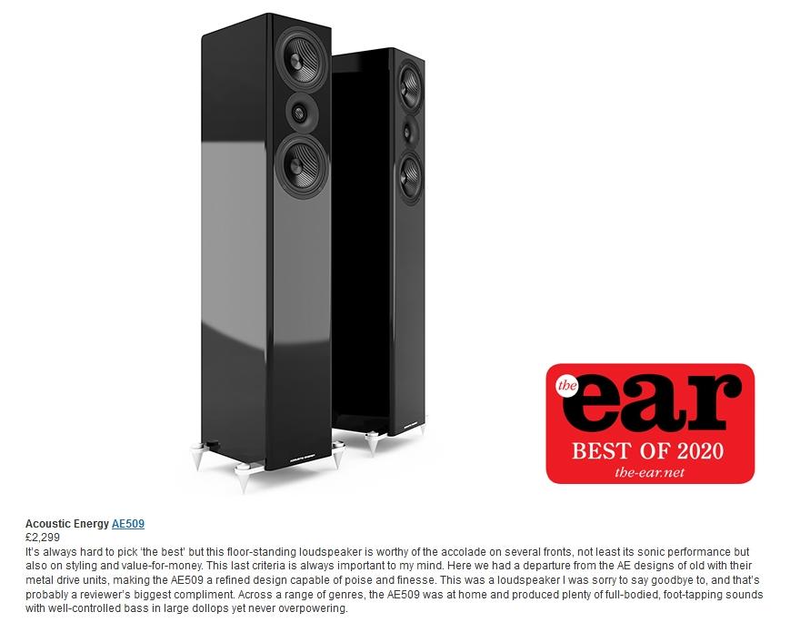 Lautsprecher des Jahres auf the-ear.net: ACOUSTIC ENERGY AE 509 Lautsprecher des Jahres 2020 in the-ear.net 
