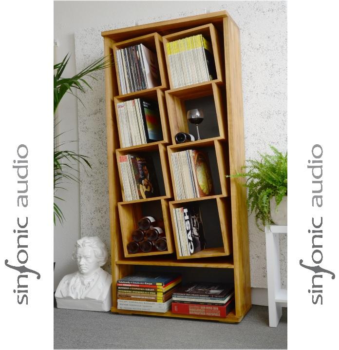 Das State-Of-The-Art Schallplatten-Regal Das Schallplatten-Regal mit den schräg gestellten Fächern