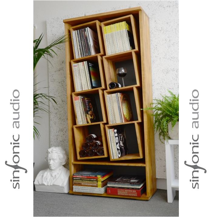 Das High End Schallplatten-Regal Das Schallplatten-Regal mit den schräg gestellten Fächern