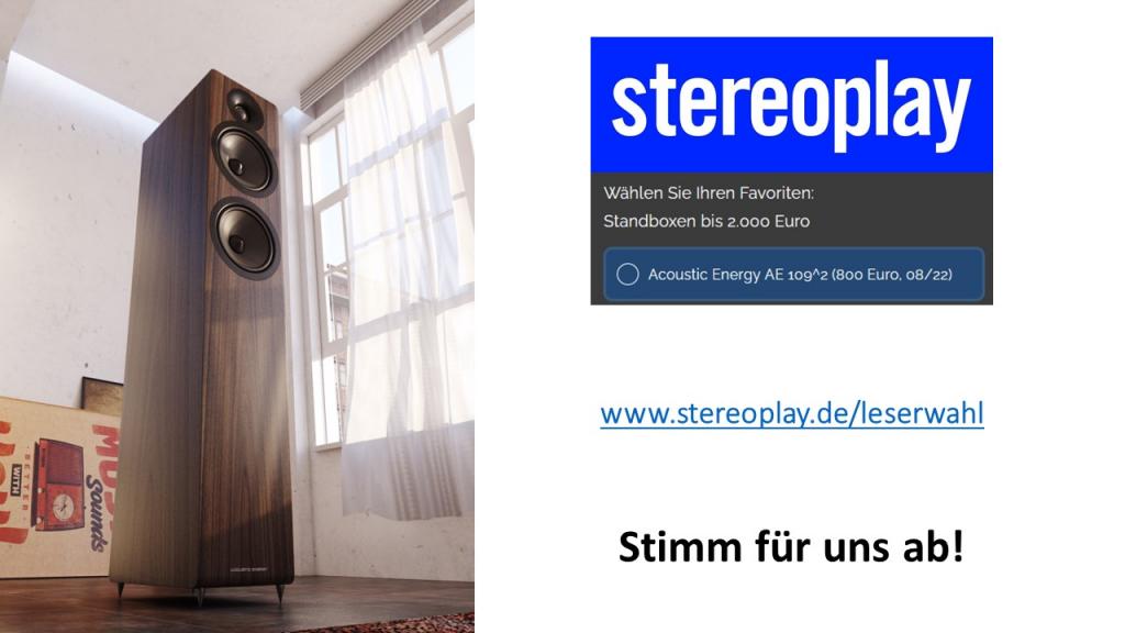 Leserwahl 2023 stereoplay  stereoplay Leserwahl 2023 mit Acoustic Energy AE 109² Standlautsprecher