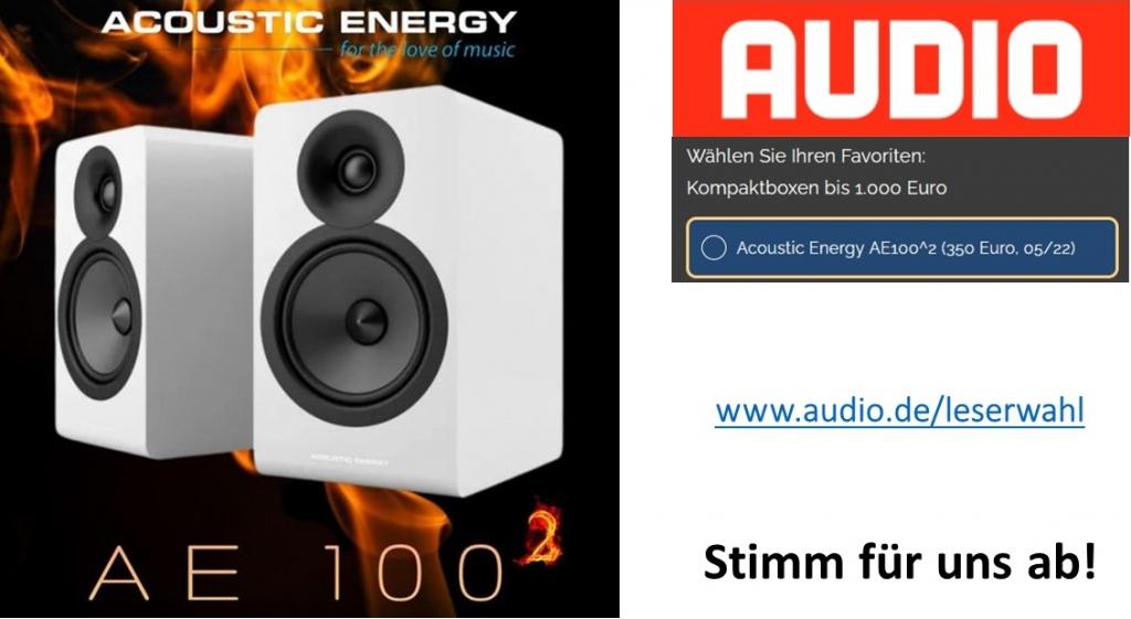 Leserwahl 2023 AUDIO stereoplay Leserwahl 2022 mit Acoustic Energy AE 100² Kompaktlautsprecher