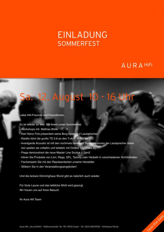 Aura Hifi Sommerfest   12.8.20223  10:00 bis 16:00
