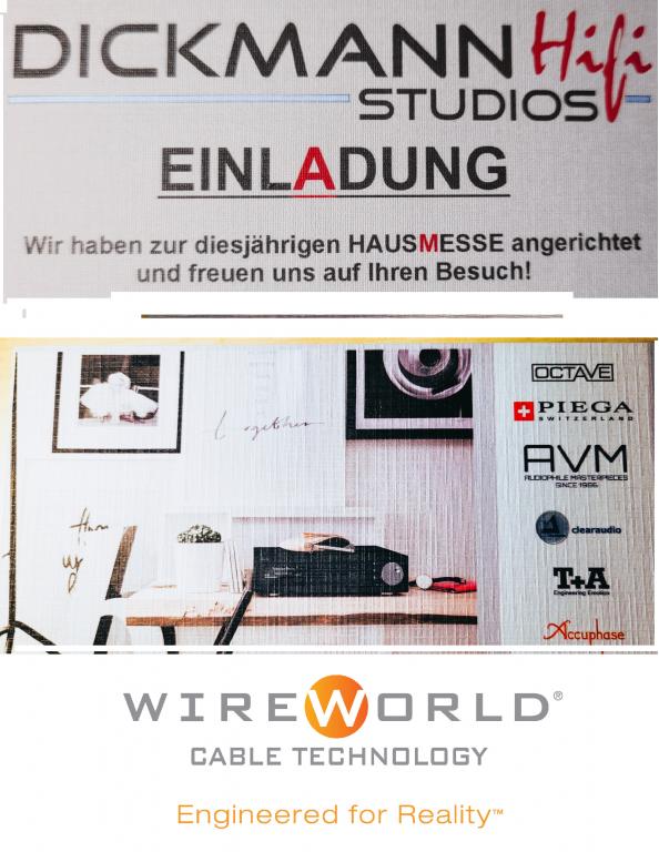 Hifii-Studio Dickmann lädt zur Hausmesse der Extraklasse!   WireWorld_Kabel_Bluetooth_Strom_Stromkabel_Audio_Lautsprecherkabel_Interconnect_Reference_Babe