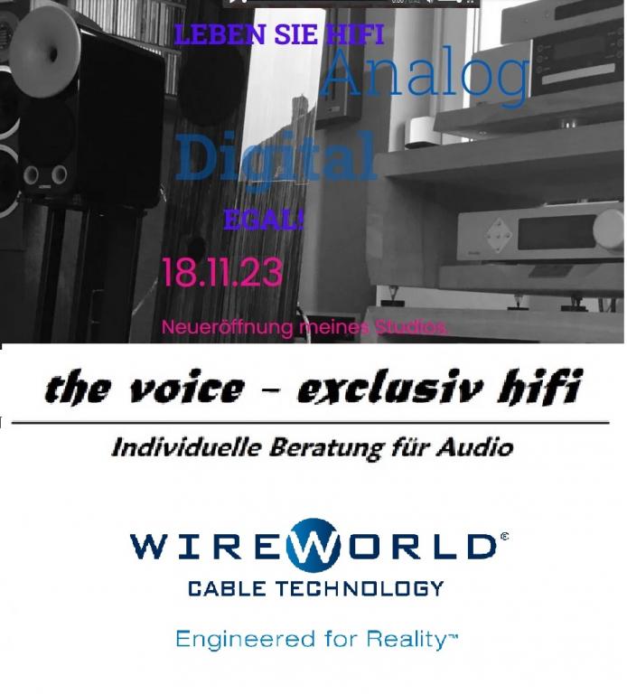 Neu-Eröffnungs-Event bei Exclusive Hifi – The Voice ! WireWorld_Kabel_Bluetooth_Strom_Stromkabel_Audio_Lautsprecherkabel_Interconnect_Reference_Babe