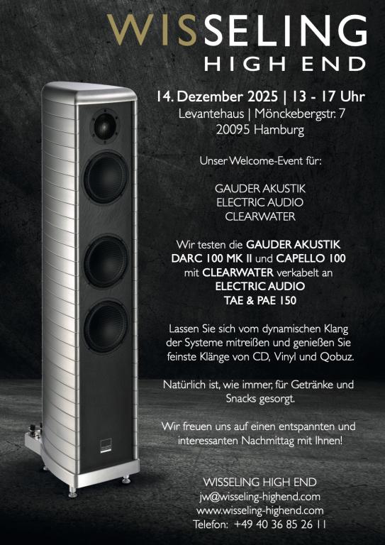 Unser Welcome-Event für: GAUDER AKUSTIK ELECTRIC AUDIO CLEARWATER