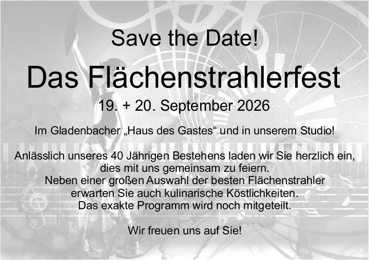 Wir werden 40! Feiern Sie mit uns! Einladung zum Flächenstrahler-Fest