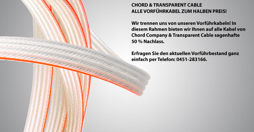 Chord Company & Transparent Cable - Alle Vorführkabel zum halben Preis!