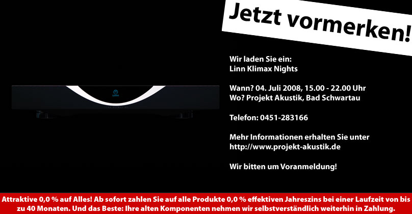 Wir laden Sie ein: Linn Klimax Nights am 04. Juli 2008 