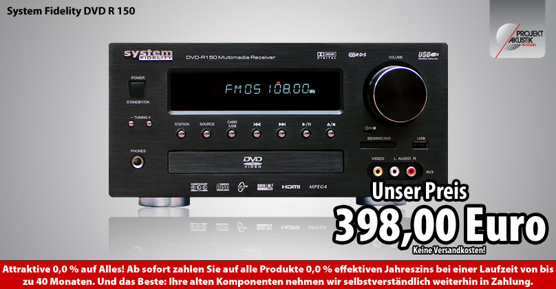 System Fidelity DVD R 150 CD/DVD-Receiver für 398,00 Euro